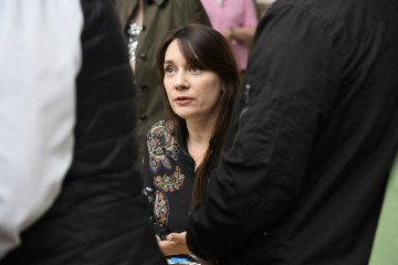 Xenia Fedorova, the former director of the French version of Russian state-run foreign language channel RT, which was banned in France after the Russian invasion of Ukraine, at the stand of French publishing house Fayard. (Source: Getty Images)