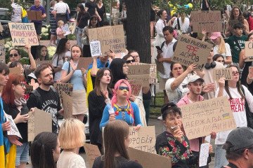 Protests Supporting Former Defense Minister Fedorov Continue Across Ukraine for Sixth Day Rally in support of Mykhailo Fedorov at Franko Square in Kyiv, July 21, 2026. (Source: Suspilne News)