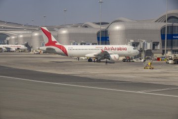 Air Arabia Abu Dhabi Airbus A320, in Sharjah International Airport, on December 2023. ( Air Arabia Abu Dhabi Airbus A320, in Sharjah International Airport, on December 2023. (