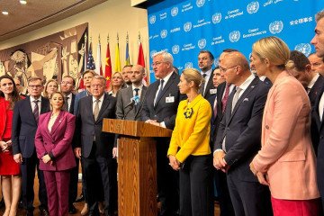 Delegates from 51 UN member states deliver a joint statement supporting Ukraine at the United Nations. (Source: Ministry of Foreign Affairs of Ukraine)