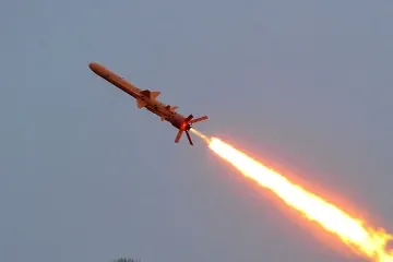 A Ukrainian Neptune cruise missile during a launch test. (Source: Ukrainian Ministry of Defense)