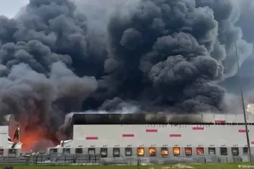 Fire at a Wildberries facility in Ryazan. (Photo: Ukraine Online Telegram Channel/Anadolu/IMAGO)