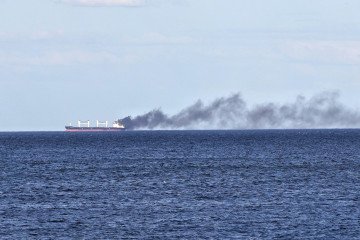 Ukraine Ready for Joint Energy and Black Sea Truce as 4 Countries Send Proposals Black smoke rises from a vessel damaged by a Russian attack in the Black Sea. (Source: Getty Images)