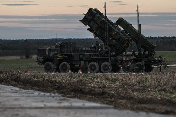 Patriot launchers modules mounted on M983 HEMTT part of the US made MIM-104 Patriot surface-to-air missile (SAM) system. (Source: Getty Images)