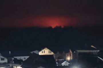 Fire at the oil export port in Russia’s Leningrad region, March 23, 2026. (Source: Exilenova_plus)