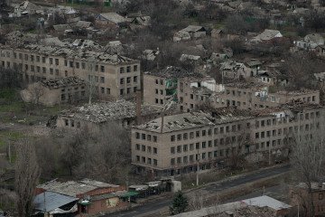 Aerial view of war-damaged Kostiantynivka in Ukraine’s Donetsk region amid ongoing Russian attacks, December 2025. (Source: Getty Images)