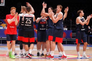 The basketball players of Russia are seen during their match with Italy for the 1st Round: Group H at the FIBA Basketball World Cup 2023 Qualifiers held at the Jubilee Arena in Saint Petersburg. (Source: Getty Images) The basketball players of Russia are seen during their match with Italy for the 1st Round: Group H at the FIBA Basketball World Cup 2023 Qualifiers held at the Jubilee Arena in Saint Petersburg. (Source: Getty Images)