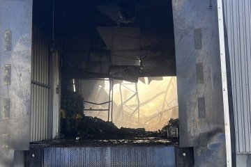 A YASNO warehouse damaged by fire following a Russian attack. (Source: Serhii Kovalenko)