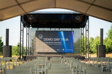 The stage of the second Demo Day by Tech Force in UA, Kyiv region, July 15, 2026. The stage of the second Demo Day by Tech Force in UA, Kyiv region, July 15, 2026.