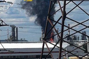 Smoke rising from a Lukoil-Permnefteorgsintez refinery in Russia’s Perm region, July 29, 2026.