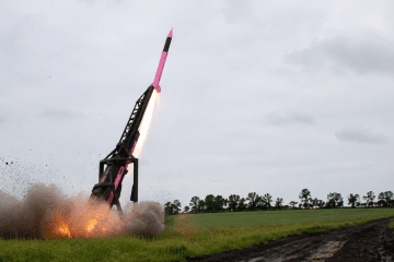 Fire Point’s FP-7.X missile launches during a flight test from a ground-based launcher at an undisclosed location in Ukraine. Illustrative image. (Source: Fire Point)
