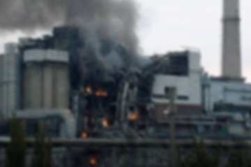 Damage and fire at the Kherson Combined Heat and Power Plant following a Russian guided aerial bomb strike on August 26, 2026. (Source: Naftogaz Group)
