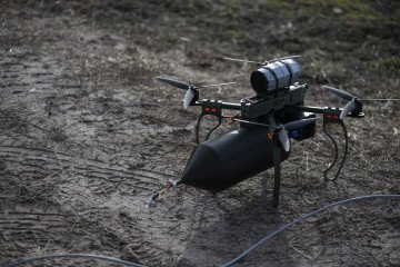 A drone controlled via a fiber-optic cable is seen during a test flight on December 26, 2024 in Kyiv region, Ukraine. Illustrative photo. (Source: Getty Images)