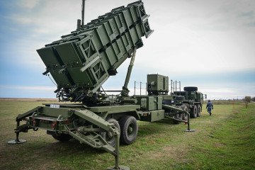 A Patriot rocket launcher system of the Romanian army is on the static display during an army drill at the Capu Midia military shooting range next to the Black Sea November 15, 2023. (Source: Getty Imag
