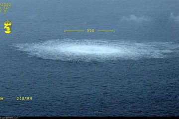 Gas emanating from a leak on the Nord Stream 2 gas pipeline in the Baltic Sea on September 27, 2022. (Source: Getty Images) Gas emanating from a leak on the Nord Stream 2 gas pipeline in the Baltic Sea on September 27, 2022. (Source: Getty Images)