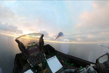View from a Romanian Air Force F-16 cockpit during a mission to intercept Russian Geran drones that entered Romanian airspace on October 17, 2026. (Source: Romanian Air Force)