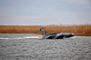 A Barracuda unmanned surface vessel during testing in southern Ukraine, March 30, 2026. (Source: Getty Images)