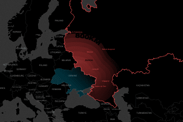 Map illustrating the estimated 800 km strike range of Ukraine’s FP-9 ballistic missile from Ukrainian territory into Russia. (Source: Oleksandr Manukians / UNITED24 Media)
