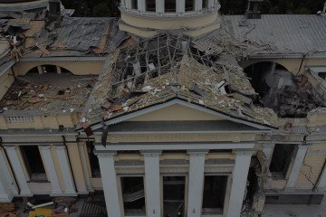 The Transfiguration Cathedral heavily damaged by Russian missile on July 23, 2023 in Odesa, Ukraine. (Source: Getty Images)