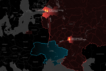 Map of the Ukrainian strikes.