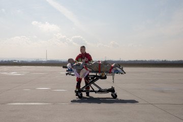 Norwegian-led medical evacuation mission transports wounded Ukrainian patients from Poland for treatment in Europe. (Source: Getty Images)