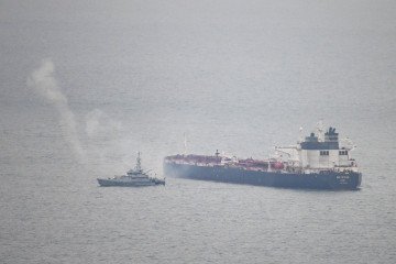 A border security vessel patrols the detained Smyrtos vessel outside the harbour, June 15, 2026, in Portland, England. A border security vessel patrols the detained Smyrtos vessel outside the harbour, June 15, 2026, in Portland, England.