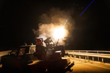Soldiers of the 115th Air Defense Brigade fire at drones in the Lyman area, Ukraine, April 24, 2025. Soldiers of the 115th Air Defense Brigade fire at drones in the Lyman area, Ukraine, April 24, 2025.