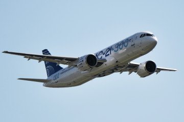 Russian passenger plane Irkut MS-21-300 performs at the MAKS-2019 International Aviation and Space Salon opening day in Zhukovsky outside of Moscow on August 27, 2019. (Source: Getty Images)