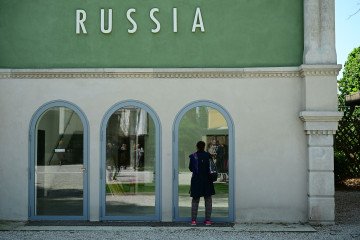 A view shows the closed Pavilion of Russia on a press day at the 59th Venice Art Biennale in Venice on April 20, 2022. (Source: Getty Images)