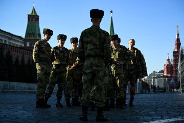 Russian servicemen visit Red Square in central Moscow on October 22, 2024.