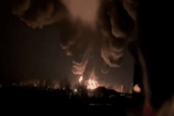 Massive Fire Engulfs Russian Lukoil Fuel Depot After Overnight Drone Strike