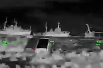 Russian base of uncrewed surface vessels in temporarily occupied Crimea moments before a Ukrainian drone strike, July 29, 2026.