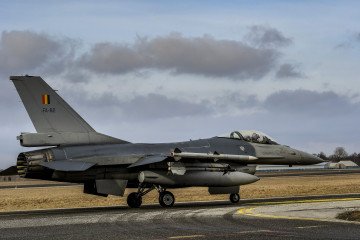A Belgian F-16 fighter jet scrambles at Ämari Air Base in Estonia on March 11, 2022. (Source: Getty Images) A Belgian F-16 fighter jet scrambles at Ämari Air Base in Estonia on March 11, 2022. (Source: Getty Images)
