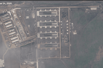 A satellite image dated October 14, 2026, shows the rapid construction of a Russian drone attack base near Millerovo airfield in the Rostov region. (Source: Reuters)