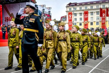 Russia Stages Children’s Military Parade in Vladivostok, Cheered On by North Korean Students