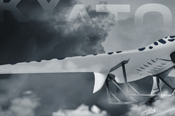 Sky Devil reconnaissance drone mounted on a launch platform against a cloudy backdrop. (Source: SkyAtom)