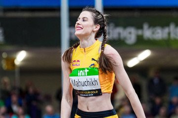 Ukrainian high jumper Yaroslava Mahuchikh took first place in the women’s high jump at the World Athletics Indoor Tour meet in Karlsruhe. (Photo: Yaroslava Mahuchikh/Instagram)
