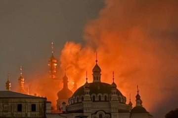 The aftermath of Russian attack on Kyiv Pechersk Lavra. (Source: UNIAN)