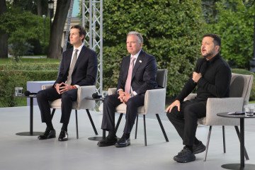 US President Donald Trump's Special Envoys Jared and Kushner, Steve Witkoff, with President of Ukraine Volodymyr Zelenskyy in Kyiv, Ukraine, September 6, 2026.