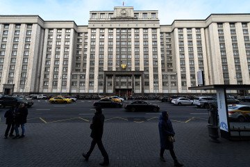 A view of the State Duma building, the lower chamber of Russia's parliament, in central Moscow. (Source: Getty Images)