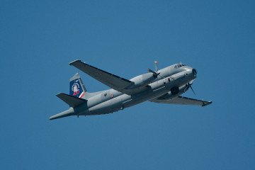 A French Air and Space Force Breguet Br.1150 Atlantique 2 maritime patrol aircraft flying over Paris, France, on July 9, 2026. (Source: Getty Images)