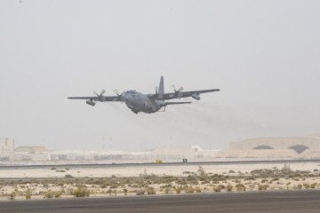US EC-130H Compass Call electronic warfare aircraft at a base in Saudi Arabia. (Source: US DoD)
