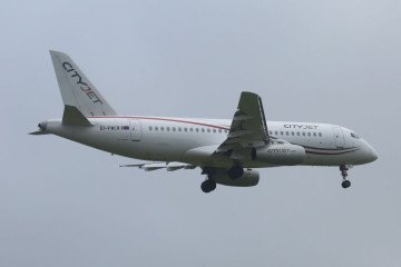 The Sukhoi Superjet 100 owned by CITYJET an Irish airline, leased to Brussels Airlines. (Source: Getty Images)