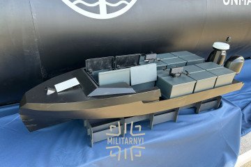 Model of the Ukrainian Triton unmanned surface vessel displayed at the Eurosatory 2026 defense exhibition in Paris. (Source: Militarnyi) Model of the Ukrainian Triton unmanned surface vessel displayed at the Eurosatory 2026 defense exhibition in Paris. (Source: Militarnyi)