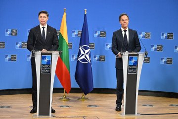 NATO Secretary General Mark Rutte and Lithuanian Prime Minister Mindaugas Sinkevicius hold a joint press conference at NATO Headquarters in Brussels, Belgium on September 29, 2026. (Source: Getty Images) NATO Secretary General Mark Rutte and Lithuanian Prime Minister Mindaugas Sinkevicius hold a joint press conference at NATO Headquarters in Brussels, Belgium on September 29, 2026. (Source: Getty Images)