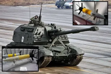 Russian 2S19 Msta‑S self‑propelled howitzer equipped to fire Krasnopol‑M2 laser‑guided shells, capable of precision strikes on targets up to 25 km away. (Source: Russian media)