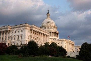 The US Capitol building is seen at sunset on August 12, 2026 in Washington, DC. (Source: Getty Images)