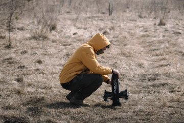 Skyfall P1-Sun FPV interceptor drone prepared for a test flight during trials at an undisclosed location in Ukraine, March 17, 2026. (Source: Getty Images) Skyfall P1-Sun FPV interceptor drone prepared for a test flight during trials at an undisclosed location in Ukraine, March 17, 2026. (Source: Getty Images)
