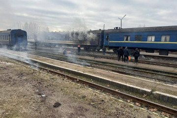 Russian Drone Strikes Mykolaiv Train Infrastructure, Injures Railway Worker A passenger train in Mykolaiv was damaged following a Russian drone attack. (Source: Deputy Prime Minister Oleksii Kuleba)