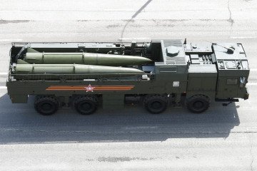 9T250 transporter-loader vehicle, part of the “Iskander-M” operational-missile system during a military parade. 9T250 transporter-loader vehicle, part of the “Iskander-M” operational-missile system during a military parade.
